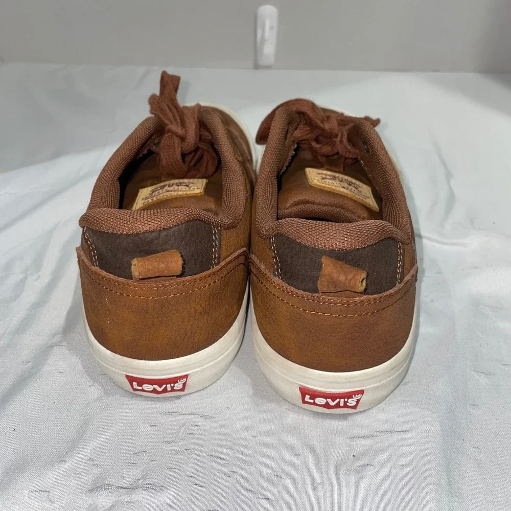 Levis Kids Brown Synthetic Leather Low Top Lace Up Sneakers Size 6 539458-09H1